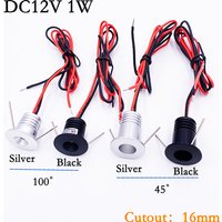 Mini LED Spotlight 1W Dimmable DC12V Recessed Downlight 16mm Cutout IP65 Ceiling Lamp for Showcase Display - Pack of 1-6Pcs