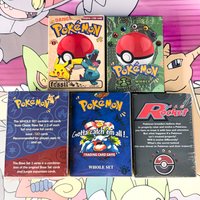 5 Boxes Vintage WOTC PKM Deck Cards Set Base Set Jungle Fossil Team Rocket 90s Classic PTCG PROXY Series Card Birthday Gift