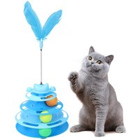 Pattern Feather Cat Toy, Three-layer Rotating Tower with Ball, Indoor Cat Interactive Fun&Christmas, New Year Pet Toys