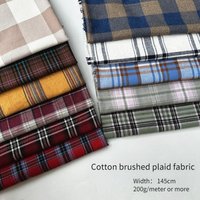 Brushed Plaid Cotton Fabric Spring By The Meter for Shirt Dress Skirt Coat Tablecloth Diy Sewing Cloth Soft Breathable Pink Blue