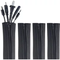 Universal Cable Management Sleeve Cord Organizer with Zipper Flexible Cable Sleeve Wrap Cover Wire Winder for Home Office