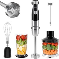 4-in-1 Hand Blender 1000W Electric Stick Blender 12-Speeds & Turbo Mode Handheld with Whisk 600ml Measuring Cup & 500ml Chopper