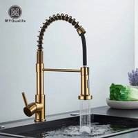 Robinet de cuisine monocommande monotrou 2 voies avec douchette, eau chaude et froide, à poser sur plan, pour salle de bain et cuisine