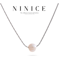 NiNice Necklaces for Women Stainless Steel Natural Freshwater Pearl Round Pendant Fashionable Simple Decoration Gift New