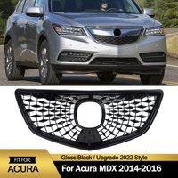 Upgrade 2022 Style For Acura MDX 2014-2016 Front Bumper Center Grille Racing Grill Mesh Gloss Black Upper Radiator Grid Grills