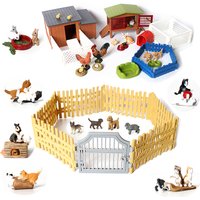 Simulation Playing Cute Cat Kitten Rabbit Puppy Dog Chicken Figures Farm Animal Play House Toy Set For Cake Toppers Party Favor