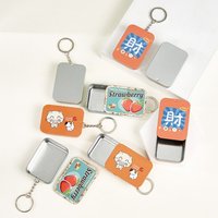 Cartoon With Keyring Push-Pull Tin Box with Sliding Lids Multiple Styles Metal Box DIY Multi-function Storage Box Change Key