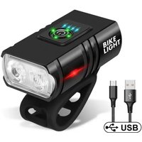 Bike Headlight Light LED Bicycle Lights 6 Modes Type C Rechargeable MTB Flashlight Bicycle Flash Light Cycling Accessories
