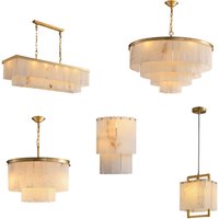 2026 Marble Series Gold Chrome Dimmable LED Chandelier Lighting Lustre Suspension Luminaire Lampen For Living Room