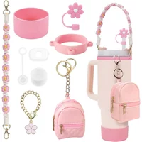 9PCS Cup Accessories Set Water Bottle Handle Strap Coin Purse Silicone Cup Boot Straw Cover for Stanley Cup 30oz & 40oz Tumbler
