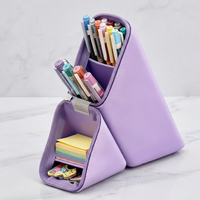 Rhombus Zipper Silicone Pencil Case Dual Use Desktop Student Stationery Storage Bag