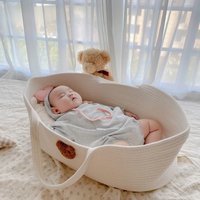 Ins Newborn Hand Basket Cotton Rope Woven Crib Baby Cradle Portable Outdoor Sleeping Infant Accessories Photography Props Gifts
