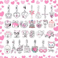 925 Sterling Silver Octopus Beads & Family Tree & Heart Dangle Charm Fit Snake Bracelet Boutique Necklace Pink Pendant Gift