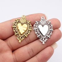 WYSIWYG 5pcs 41x29mm 2 Colors Antique Silver Color Antique Gold Color Gothic Skull Heart Charms For DIY Jewelry Making
