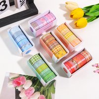 7 Rolls Retro Minimalist Plaid Washi Tape Set, 8/15/18mm 2m Student Stationery Craft Decoration Gift for Friends