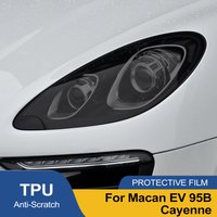 For Porsche Macan Cayenne Macan EV Anti-Scratch Headlight Film – Smoke Black TPU Vinyl Wrap Kit for Auto Light Customization