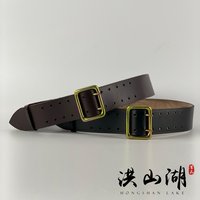 Russian Tactical Double-Needle Metal-Headed Cowhide Belt Black Brown