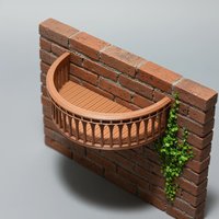 1Pcs Simulation European Wall Mounted Storage Rack Decor Semi Circular Balcony Miniature Building Model Accessory Dollhouse