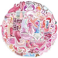 50 Stück ästhetische rosa Ozean-Aufkleber-Set, rosa Sommer-Graffiti-Strandaufkleber für Gepäck, Tagebuch, Laptop, Kindle, Scrapbook