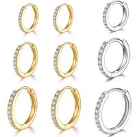 925 Sterling Silver Gold Plated Small Zirconia Huggie Hoop Earrings For Women Girls Gift Wedding Engagement Party Ear Buckle