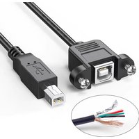 USB 2.0 Printer Cable Straight Plug 90 Degree Elbow Square Plug USB Type B Male to Type B Female Extend Wire with Panel Mount