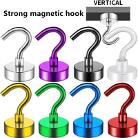 8Colors 16mm Magnetic Hooks Strong Heavy Duty Magnets Metal Hooks Perfect for Kitchen Workplace Garage Multi-purpose DIY Storage