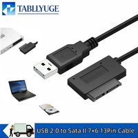 USB 2.0 to Mini SATA II 7+6 13Pin Adapter Converter Cable for Laptop CD/DVD ROM Slimline Drive