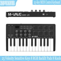 M-VAVE 25-Key MIDI Control Keyboard USB with 25 Velocity Sensitive Keys 8 RGB Backlit Pads 8 Knobs Portable Mini Keyboard