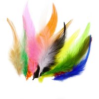50pcs 4″~ 6″ Rooster Saddle Hackle Feather Natural Dyed Cock Feathers Fly Tying Material for Jig Hook Woolly Bugger Streamer Fly