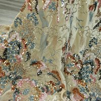 New heavy-duty colored sequin floral embroidered velvet fabric, for women's clothing, dresses, designer fabric