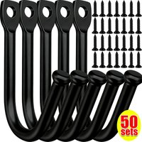 50/5set J-shaped Metal Wall Hooks with Screw for Coat Towel Bag Scarf Hat Wall Mounted Hook Kitchen Bathroom Storage Holder Rack