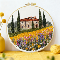 1pc 20X20CM/15X15CM 7.87/6.3inch Beautiful Scenery Bag Embroidery Starter Kit DIY Kit Sewing Art Set for Beginner Needle Art