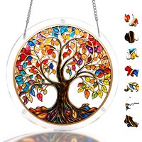 Life Tree Acrylic Puzzle Suncatcher, Acrylic Jigsaw Puzzle Window Hanging, DIY Sun Catcher Window Hanging, Home or Garden Decor