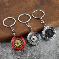 Hot Wheel Rim Keychain 3D Keyring Creative Accessories Racing Wheels Auto Part Model Key Chains for Car Lovers Pendant Gift