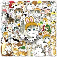 50Pcs Cute watercolor Cat Stickers Decals For Phone Laptop Suitcase Notebook Skateboard Waterproof Stickers