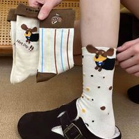 Cute Couple Socks Fun Sausage Dog Animal Cotton Socks Sausage Dog Cartoon Printed Socks Warm Socks