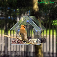 Outside Hanging Acrylic Bird Feeder With Suction Cup Clear Window Bird Feeder House For Garden Outdoor Backyard Wildlife Birding