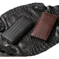 Authentic crocodile belly leather business people long double-fold wallet genuine leather men's handbag fashion suit wallet card