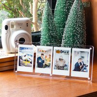 Mini Clear Acrylic Magnetic Photo Display Block with Stand — For Instax & Polaroid Instant Film Photos (Desktop Photo Frame)