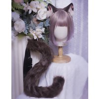 MMGG New Siamese Brown Cat Neko Ears Hairhoop Headwear Headband Tail Anime Lolita Cosplay Costume Accessories Headwear Headband