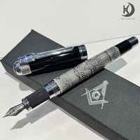 Stylo plume de qualité supérieure Treasure Gurus Eastern Star Masonic, poids lourd, avec coffret cadeau