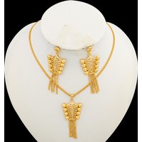Plated Italian Color Jewelry Set for Women, Pendant Necklace & Earrings, Bohemia Engagement Gift, Elegant Jewellery Wom