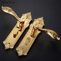 1 Set of Zinc Alloy Double Open Silent Door Lock Simple New Chinese Style Indoor Household Universal Handle Lock with Key