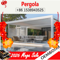 Luxury Durable Aluminum Pergola Waterproof Electric Gazebo with Adjustable Louvered Awning for Outdoor Patio Garden Yard