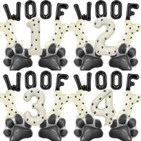 Dog Theme Balloon Party Decor Cream Number Paw Bone Woof Letter Balloon Paw Print Sticker for Pet Dog Birthday Party Supplies