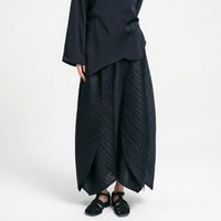 Miyake Pleated Skirt 2026 Summer New Simple Casual Fashion Elegant Elastic Waist A-line Women's Black Long Skirt Commuter Wear