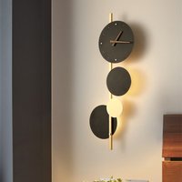 Nordic Creative Acrylic Black Gold LED Clock Wall Light Bedroom Dining Room Living Room Lighting Fixtures