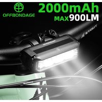 OFFBONDAGE Bicycle Light Front 900Lumen Bike Light 2000mAh Waterproof Flashlight USB Charging MTB Road Cycling Lamp