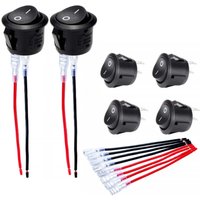 6pcs Wired Round Rocker Switch AC 6A/ 250V 10A/ 125V SPST 2 Pin 2 Position On/ Off Toggle Switch, ON Off Round Rocker Switches