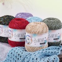 50g Shiny Silver Silk Yarn Cotton Thread Hollow Thread Hand Crochet Sweater Short Sleeved Shawl Scarf thread